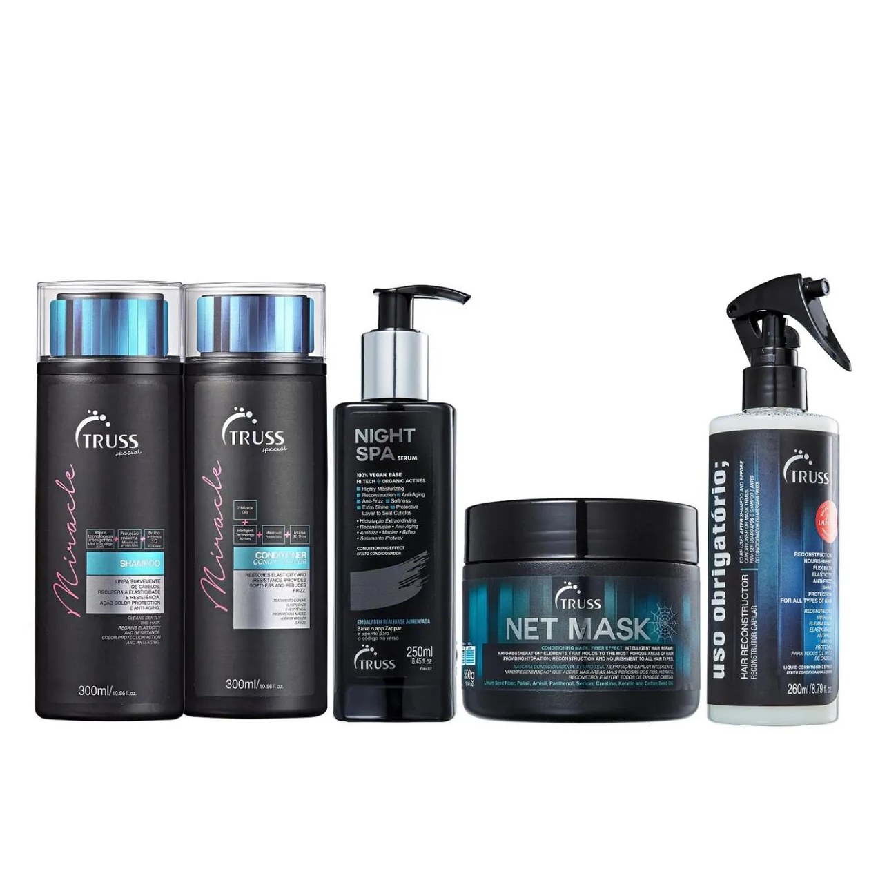 Kit Truss Miracle Shampoo E Condicionador + Night Spa + Net Mask + Uso Obrigatório