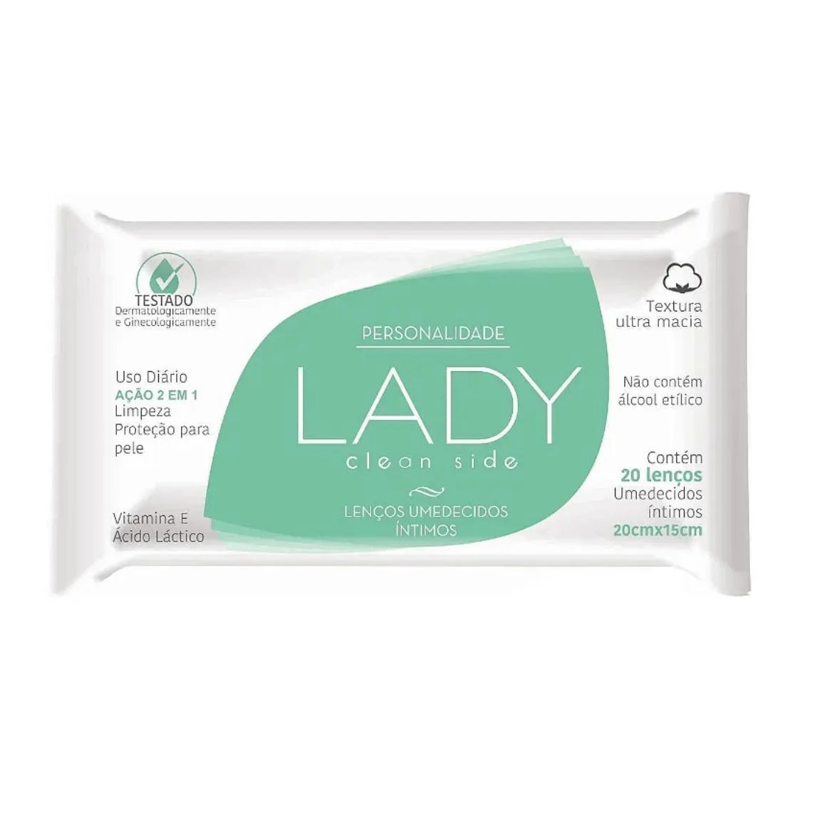 Lenço Íntimos Clean Side com 20 Lenços – Lady Personalidade