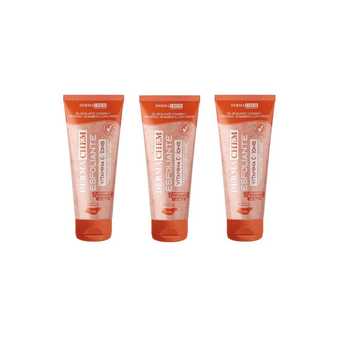 Gel Facial Dermachem Esfoliante Vitamina C 100g - Kit C/ 3un