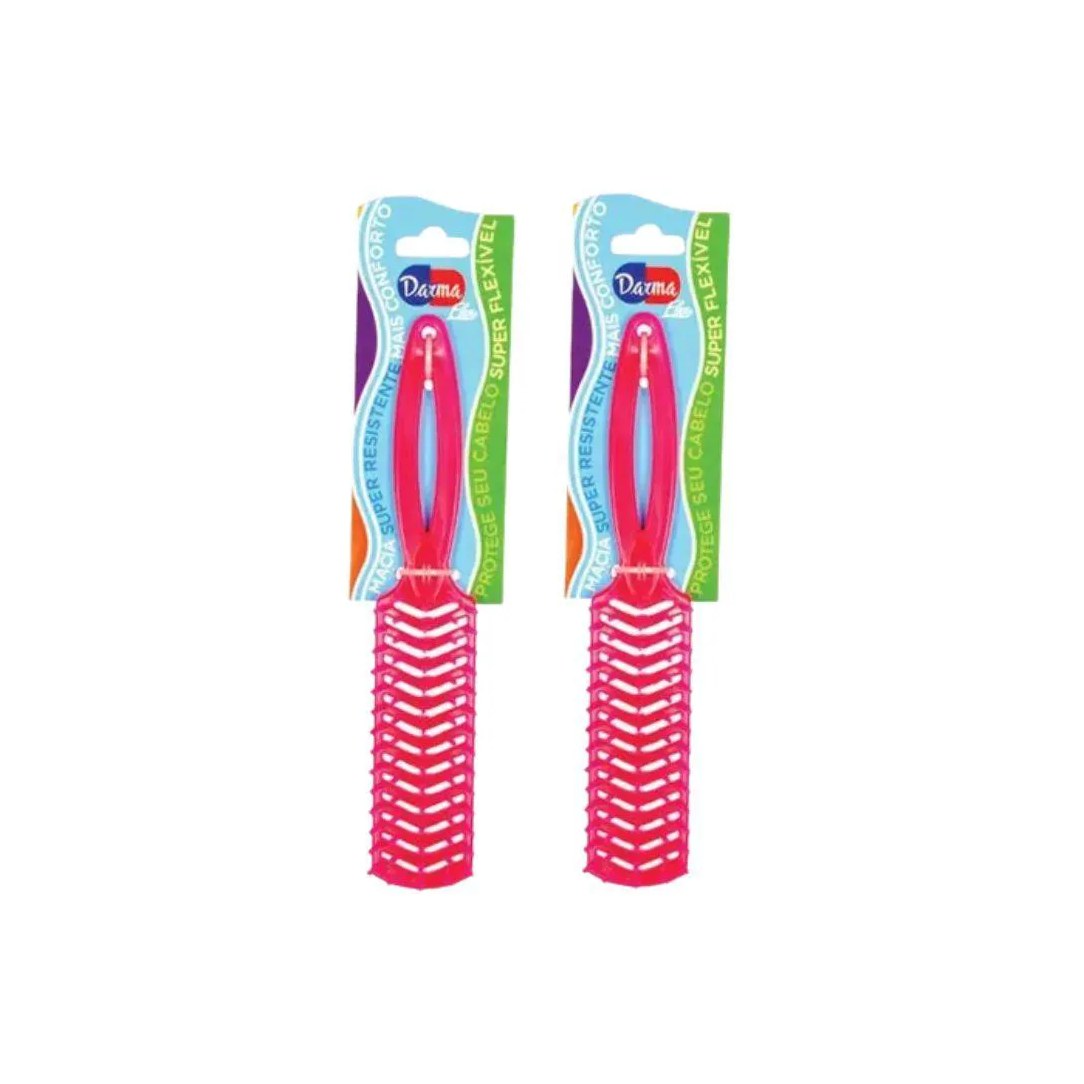 Escova de Cabelo Darma Flex Reta 345 Pink - Kit C/ 2un