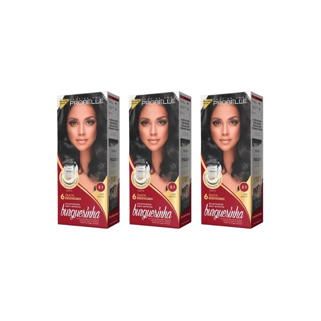 Coloraçao Probelle Burguesinha 2.1 Preto Especial-Kit C/3un