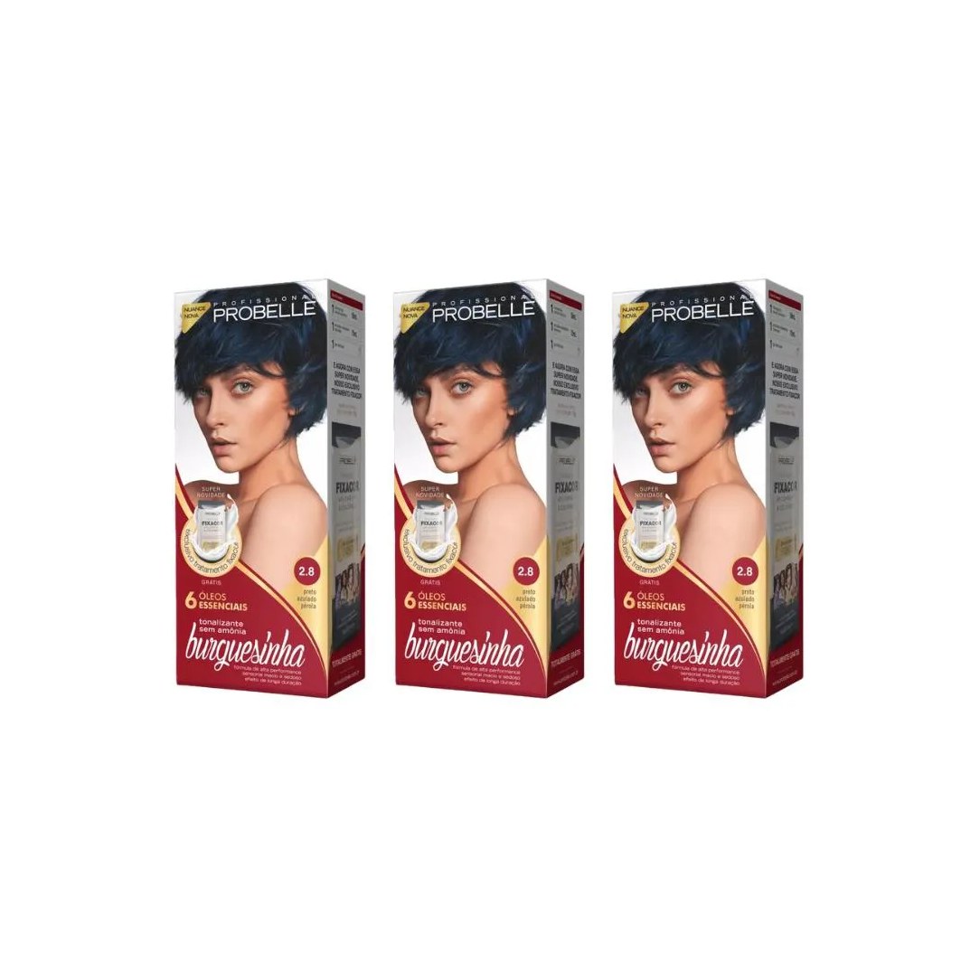 Coloraçao Probelle Burguesinha 2.8 Preto Azulado Perola-3un