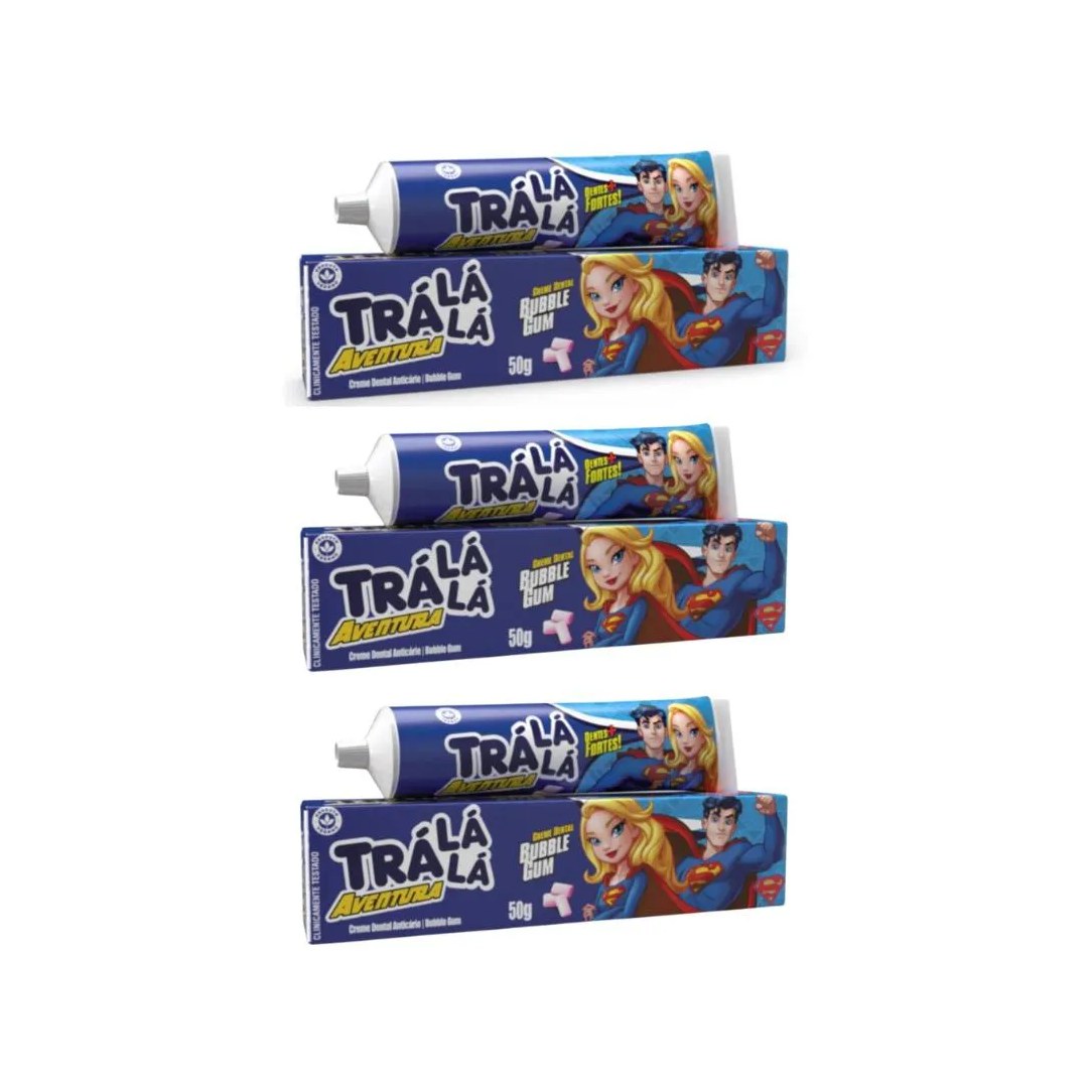 Creme Dental Infantil Trá Lá Lá Aventura Bubble Gum 50g 3 unidades