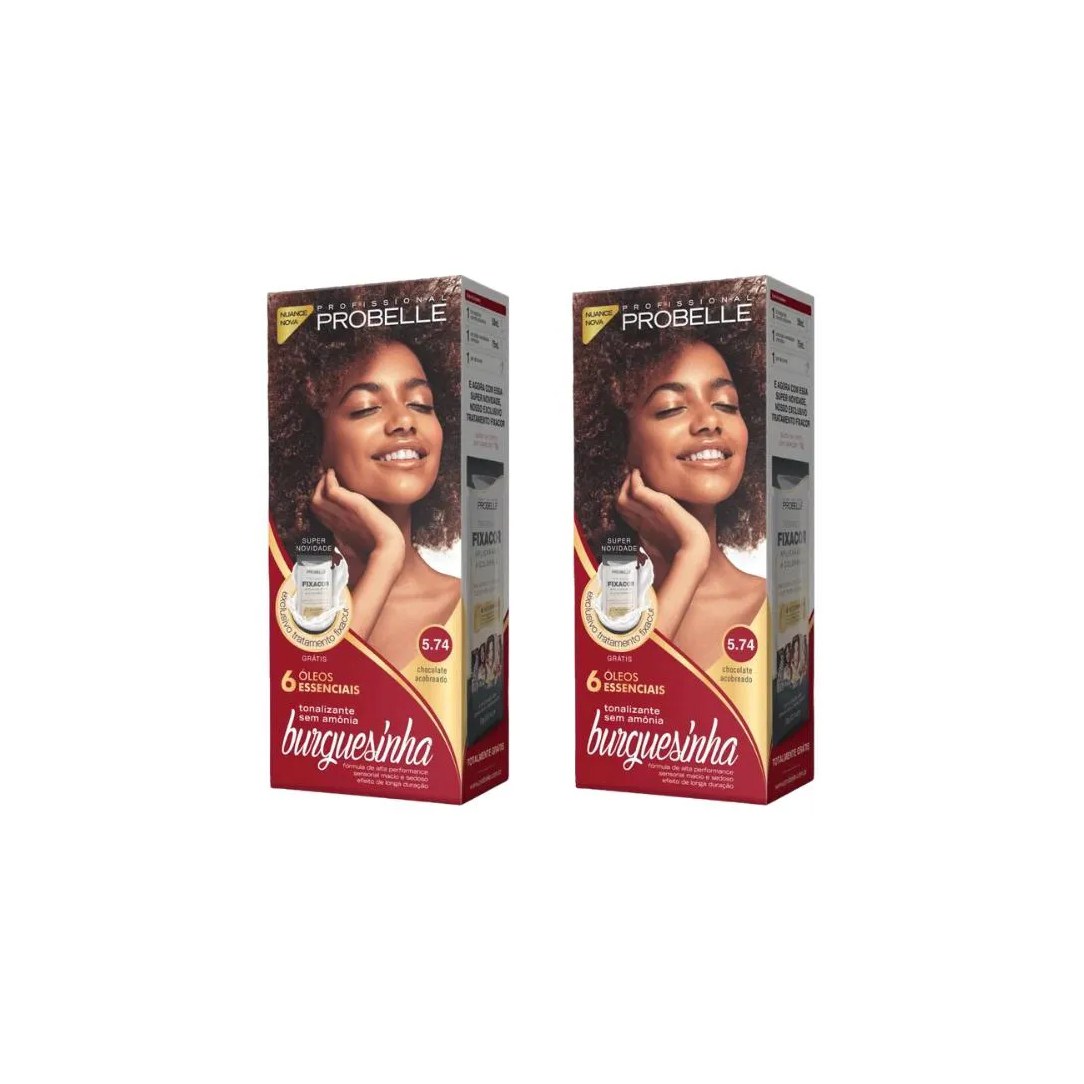 Coloraçao Probelle Burguesinha 5.74 Chocolate Acobreado-2un
