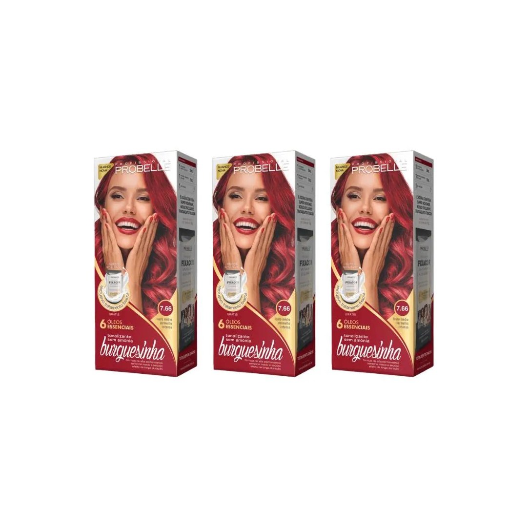 Coloraçao Probelle Burguesinha 7.66 Louro Med Verm Int-3un