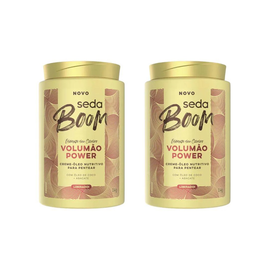 Creme de Pentear Seda Boom Volume Black 1kg - Kit C/ 2un