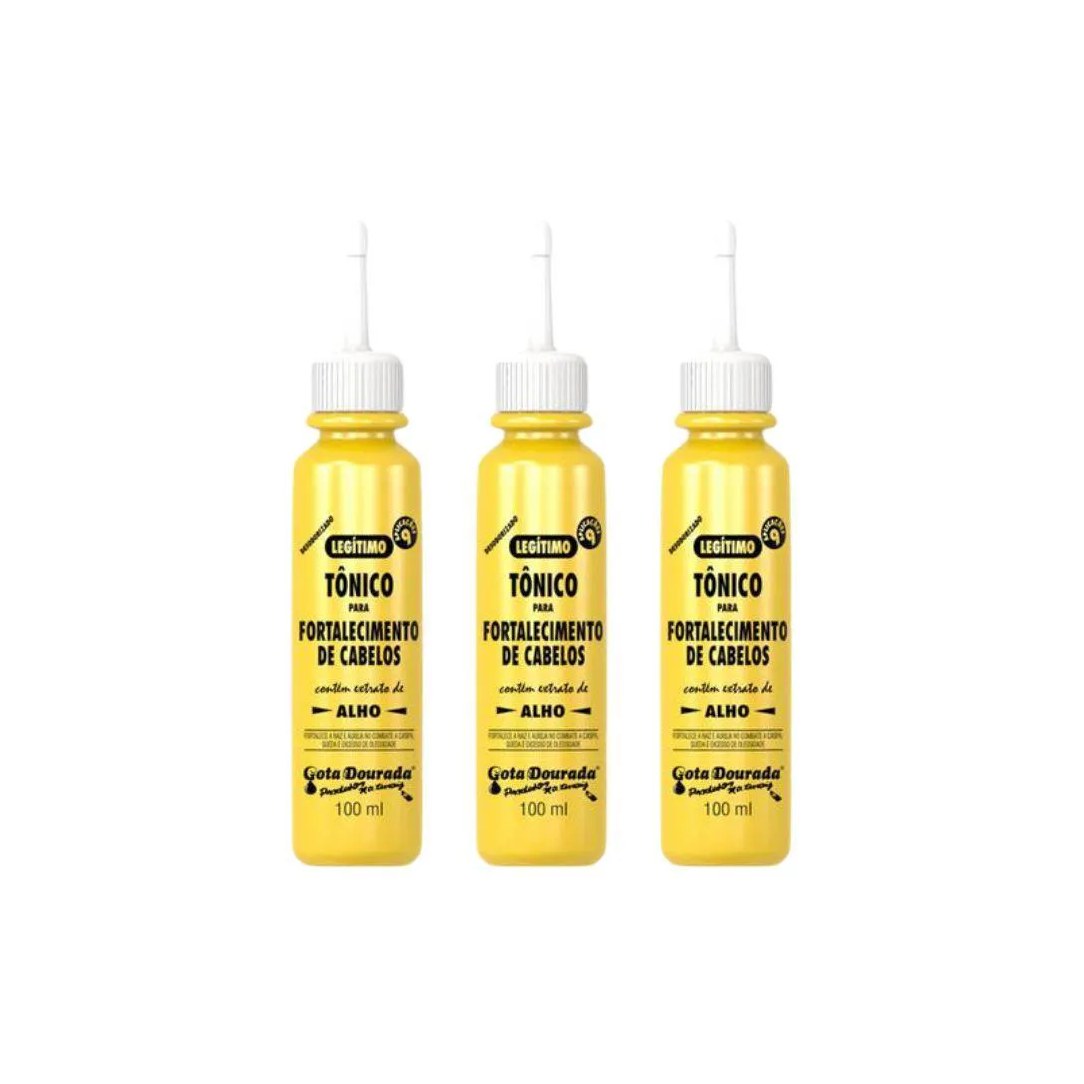 Tonico Gota Dourada 100ml Tradicional - Alho - Kit C/ 3un