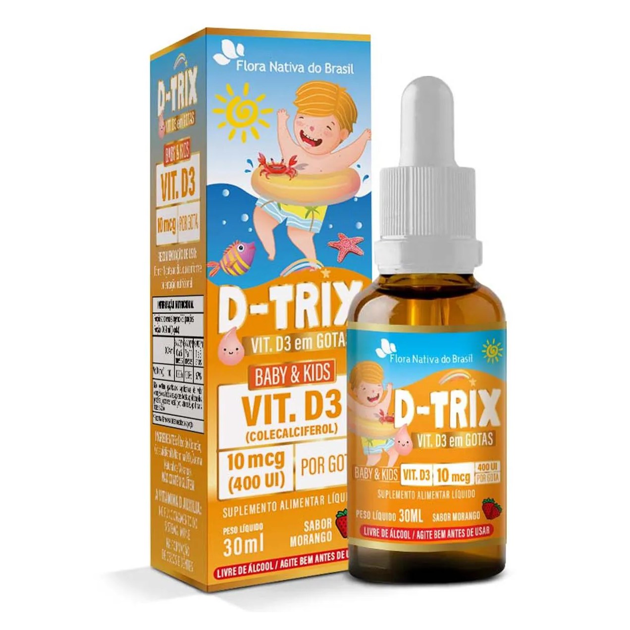 D-TRIX Vitamina D3 Kids em Gotas 30ml Flora Nativa do Brasil