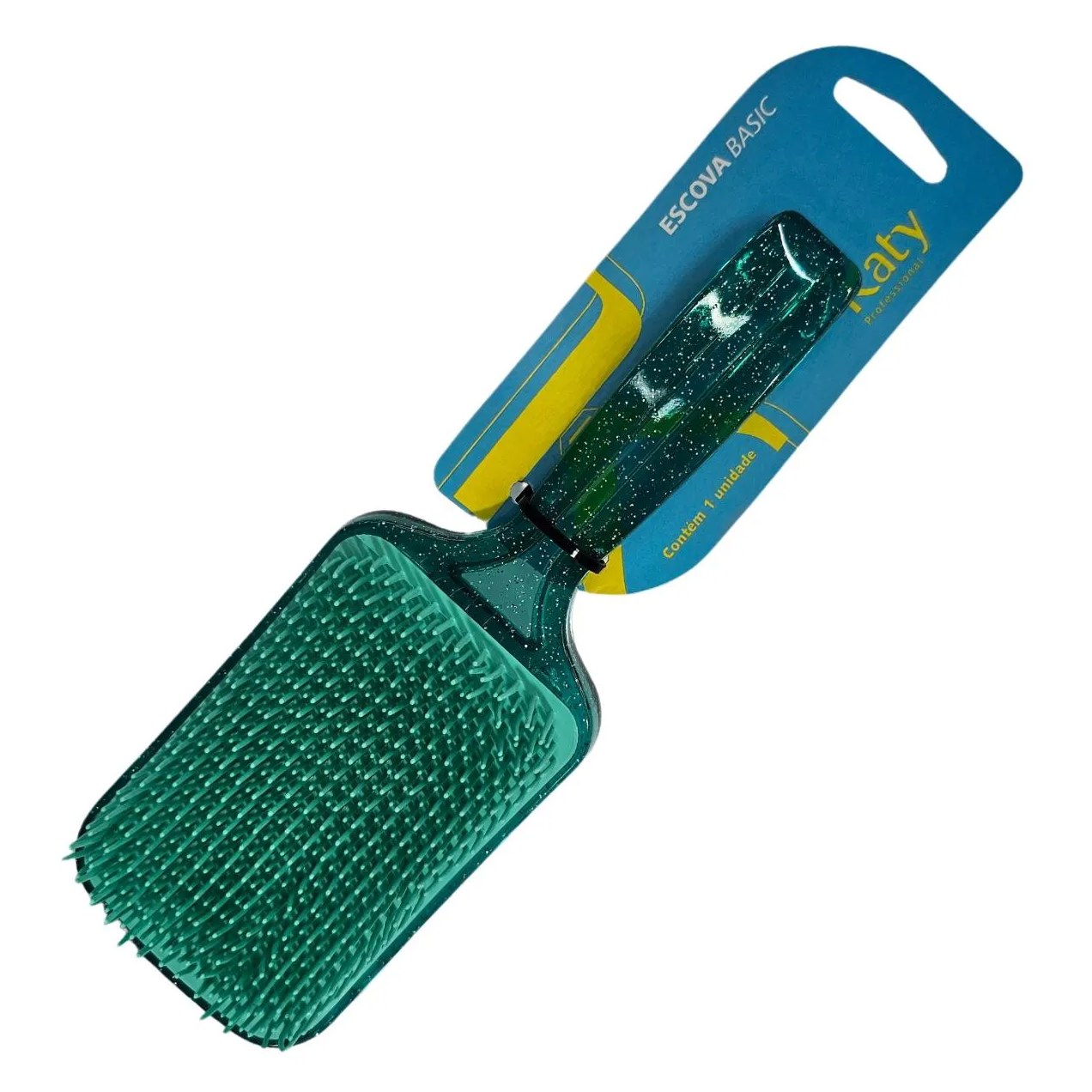 Escova de Cabelo Racket Glitter Verde Katy Ref. 138372