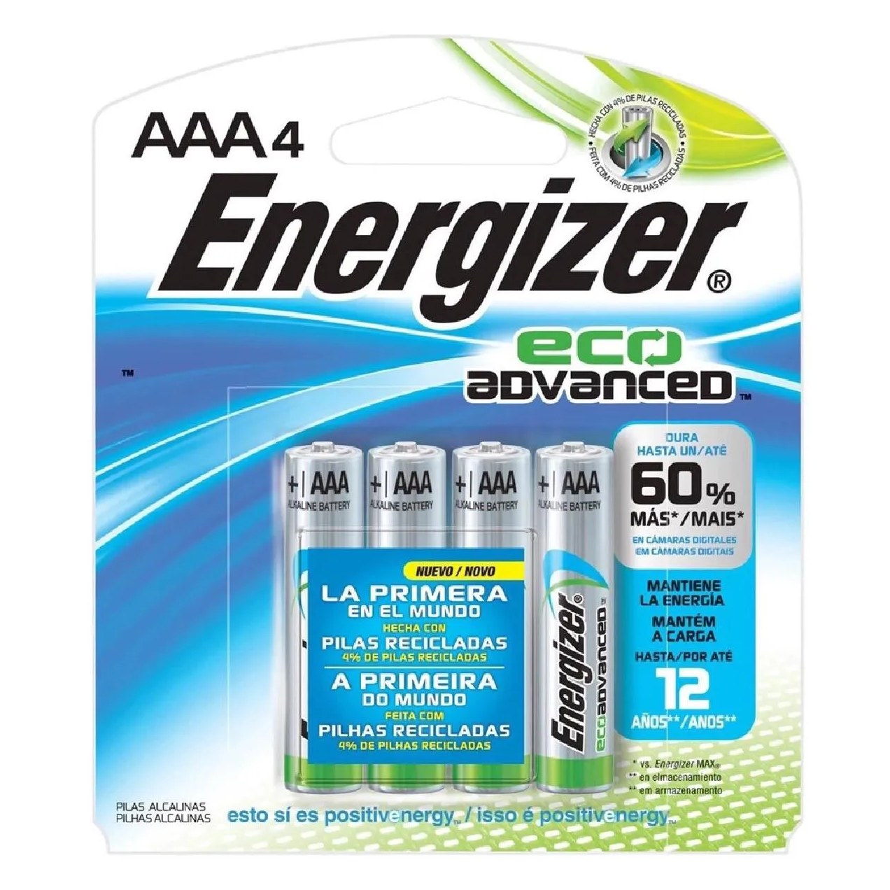 Pilha Alcalina AAA Palito Energizer Eco Advanced Com 4 unidades