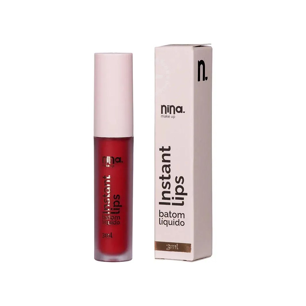Batom Liquido Matte Instant Lips Rubi Nina MakeUp 3ml
