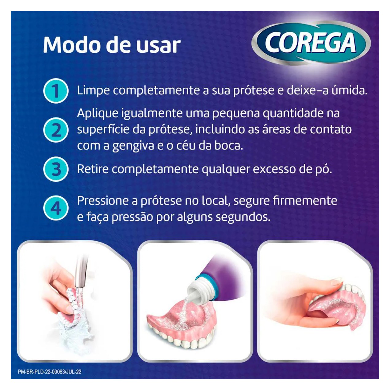 Kit Pó Fixador de Dentadura Corega 3 em 1 22g 3 unidades