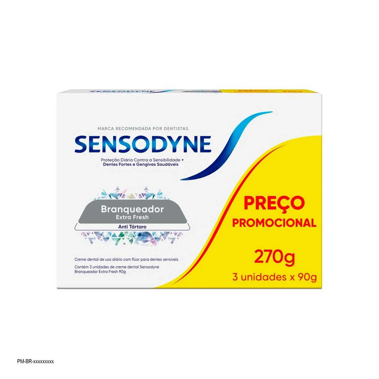 Creme Dental Sensodyne Branqueador Extra Fresh Antitártaro 90g 3 unidades