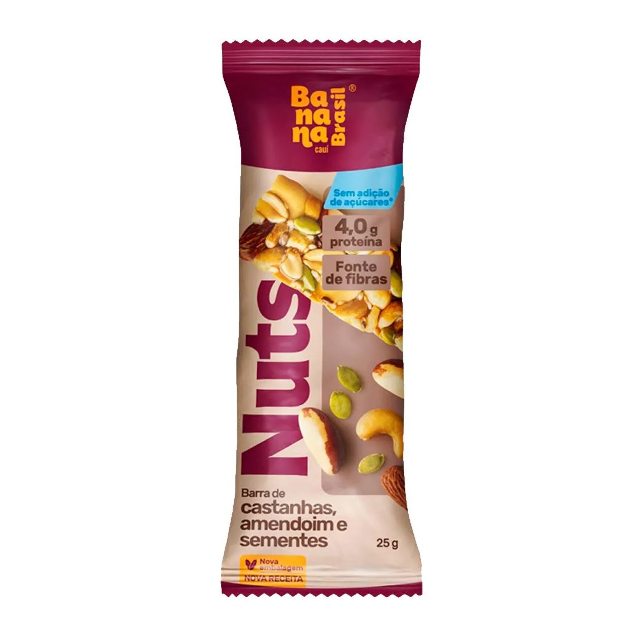 Barra de Castanhas Nuts Banana Brasil Amendoim e Sementes 25g