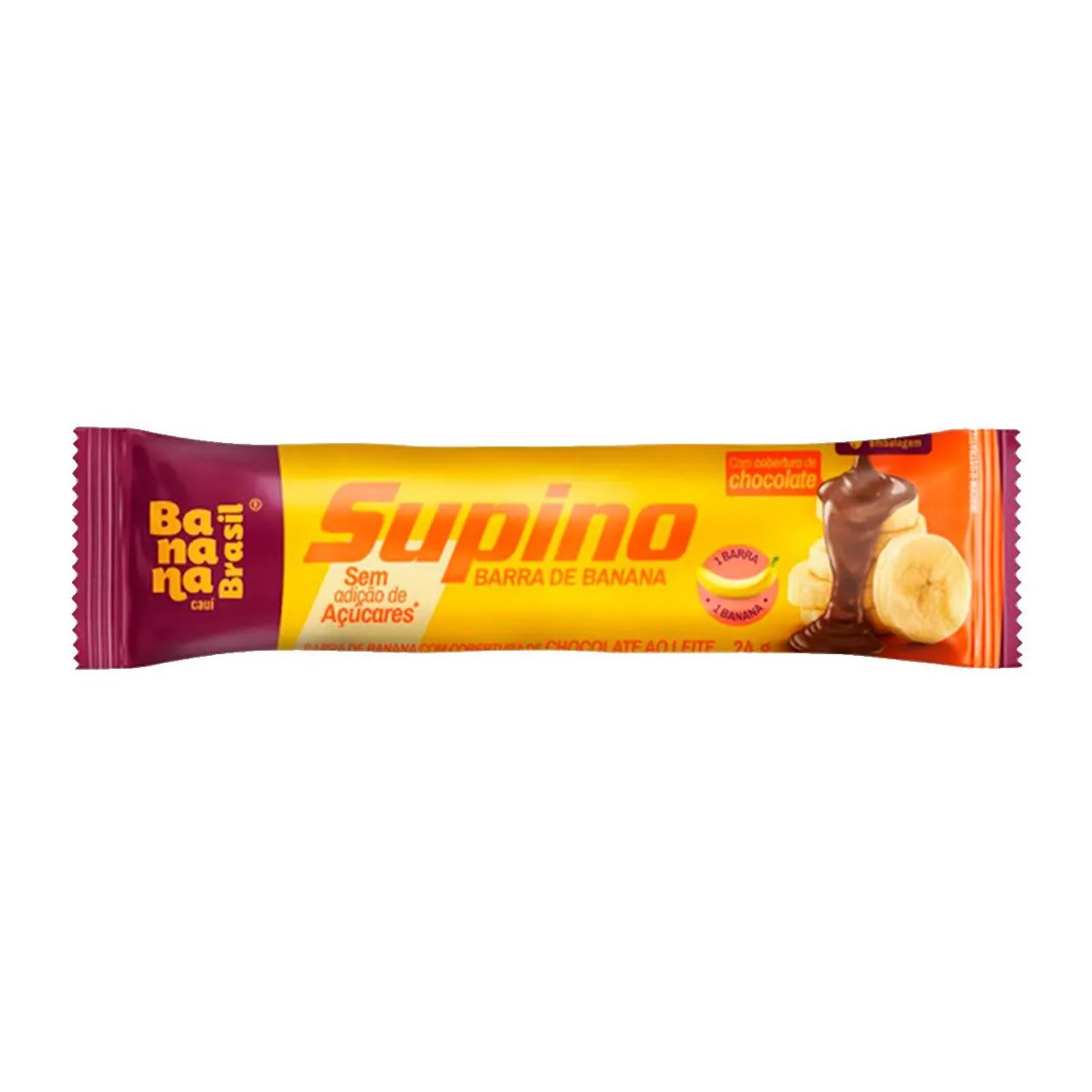 Barra de Frutas Supino Zero Banana e Chocolate ao Leite 24g