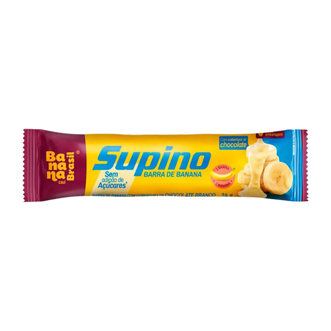 Barra de Frutas Supino Zero Banana e Chocolate Branco 24g
