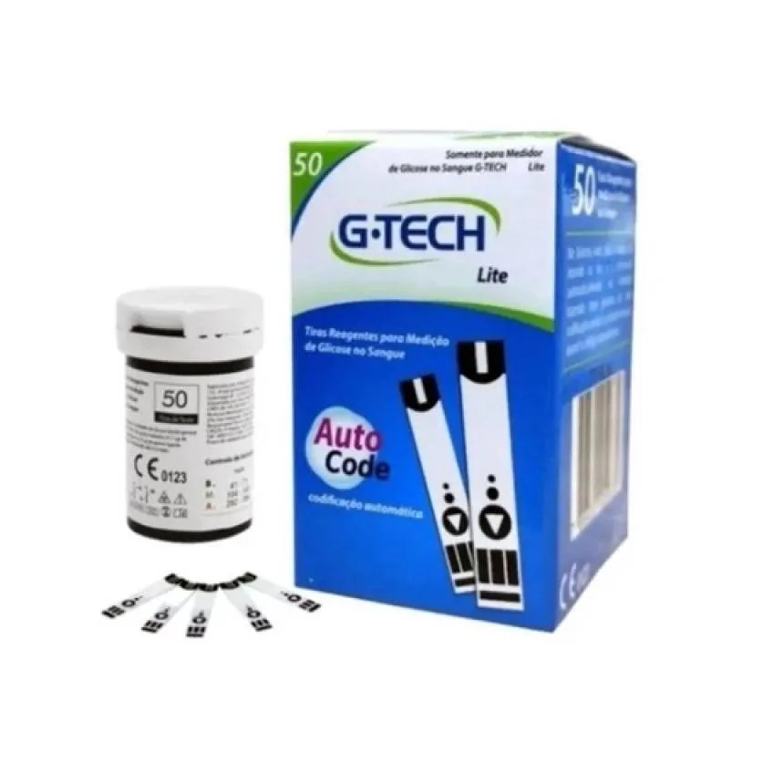 Tira Teste Glicemia Fita Glicose 50 Unidades Gtech Lite