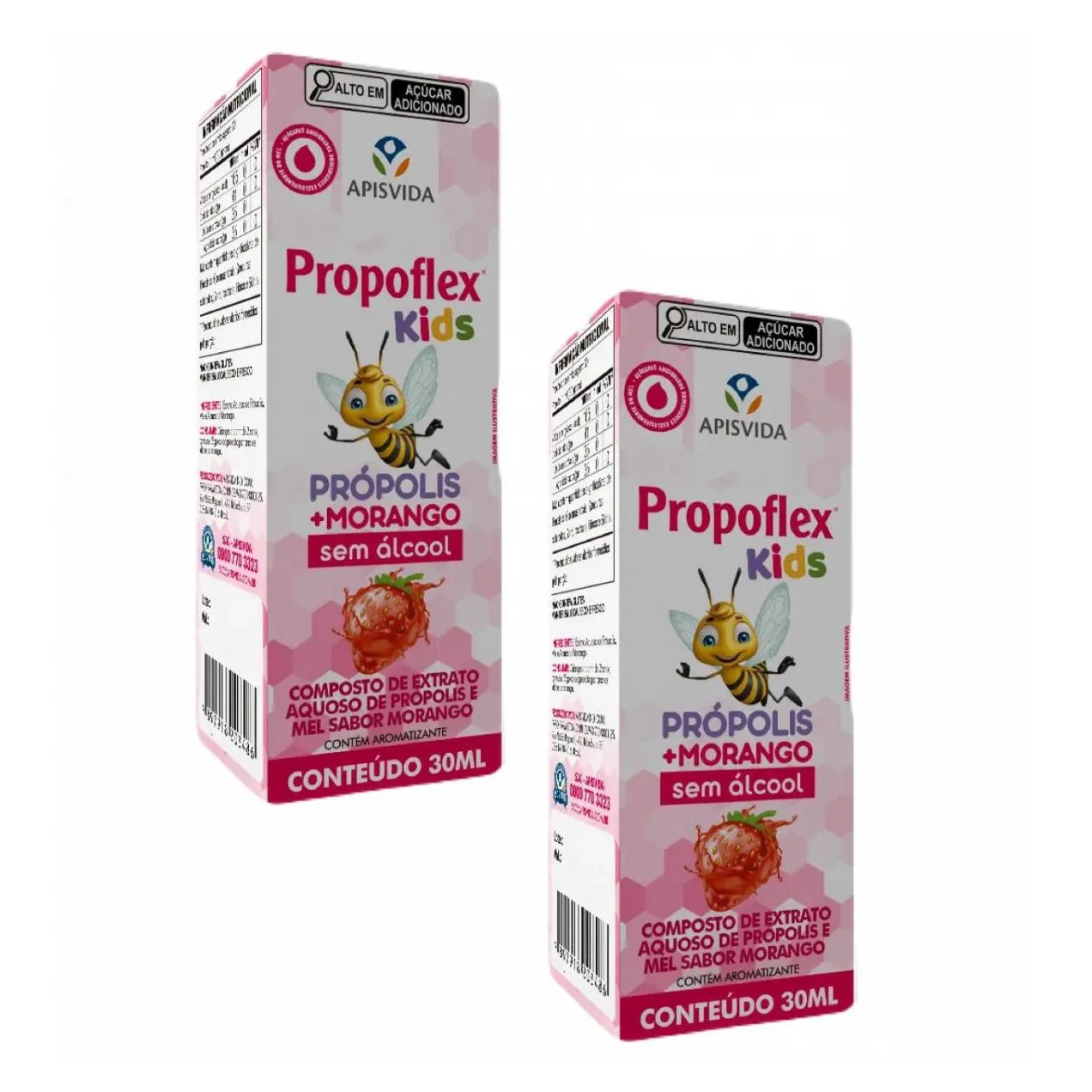 2x Propoflex Kids Morango- Própolis Aquoso-30 ML Apis Vida