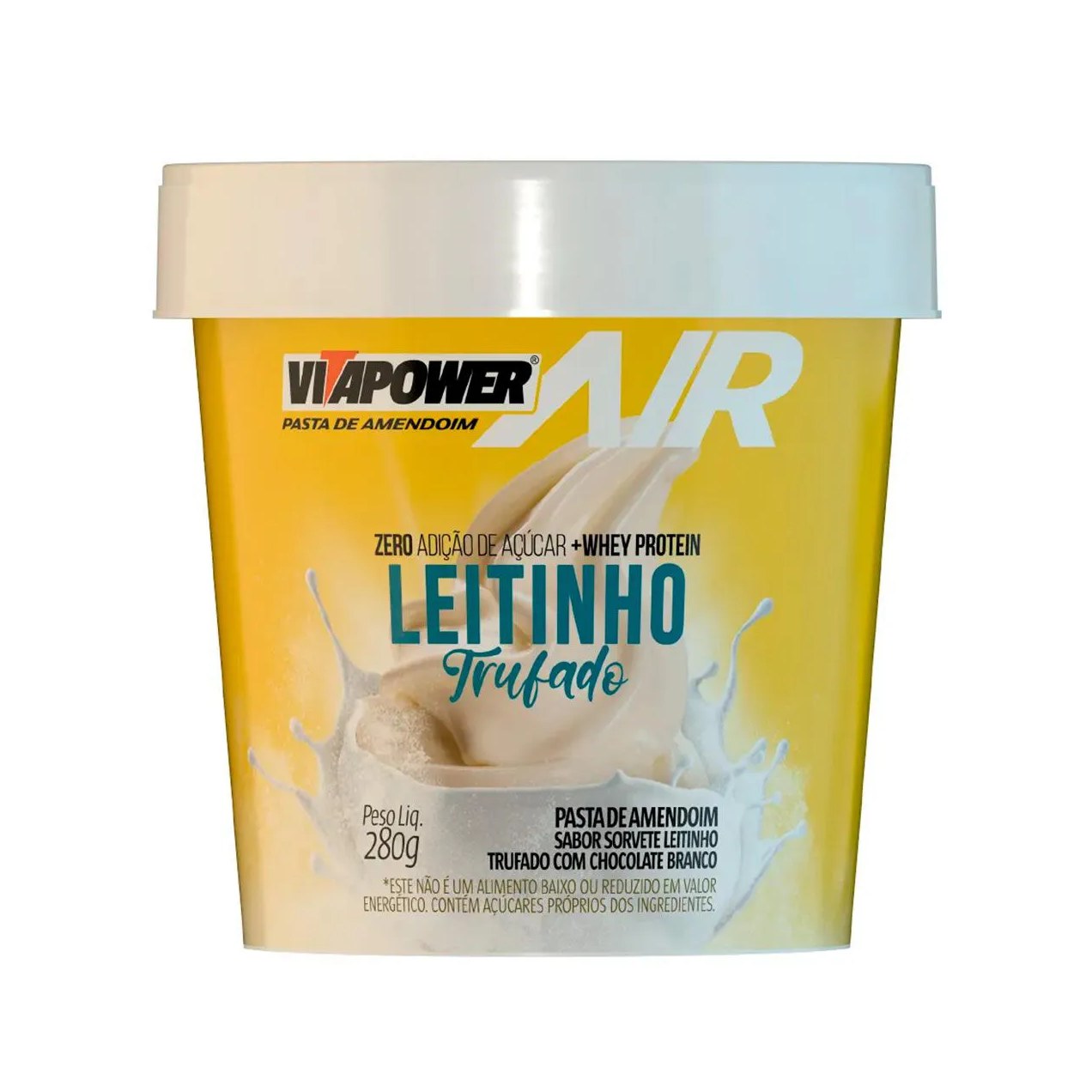 Pasta de Amendoim com Whey Protein Vitapower Air Leitinho Trufado com Chocolate Branco 280g