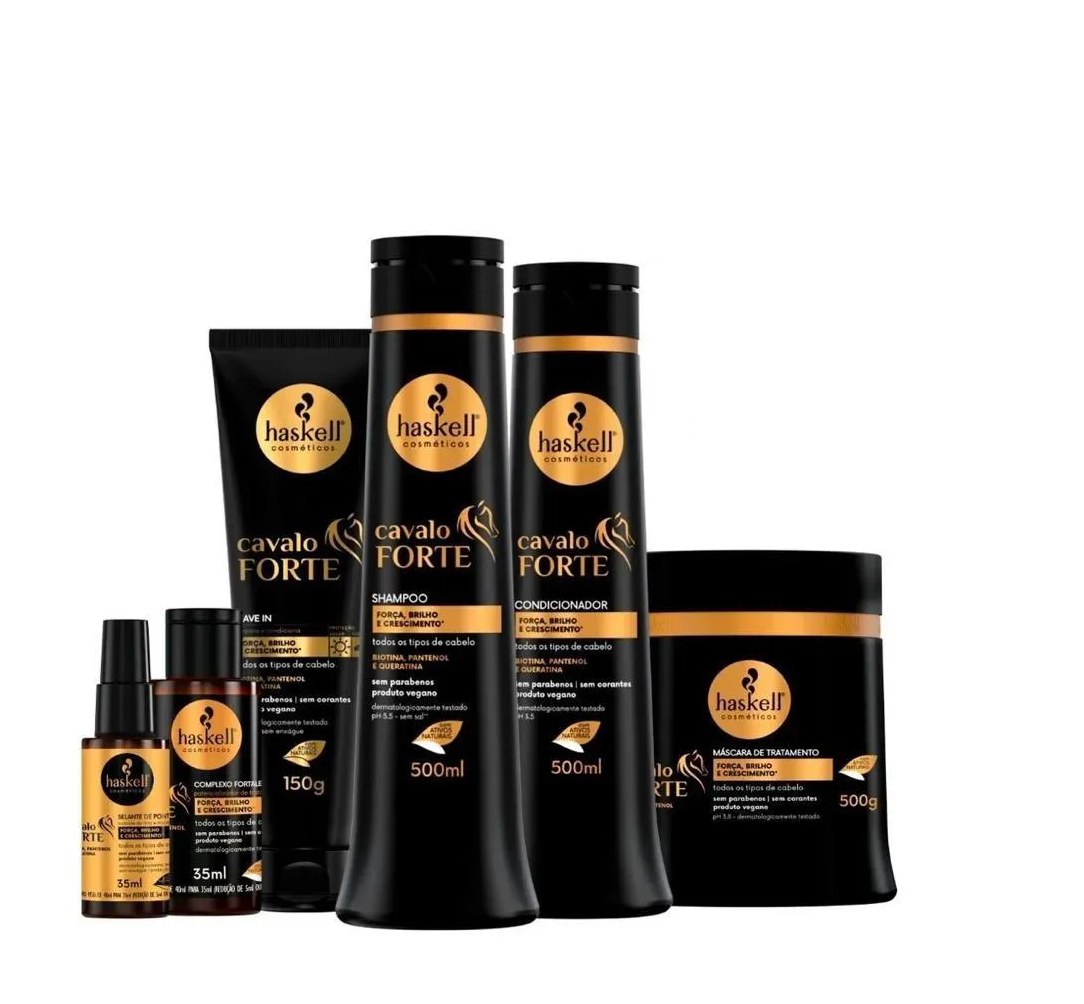 Kit Haskell Cavalo Forte Sh Cond Máscara 500ml 6 Itens Completo