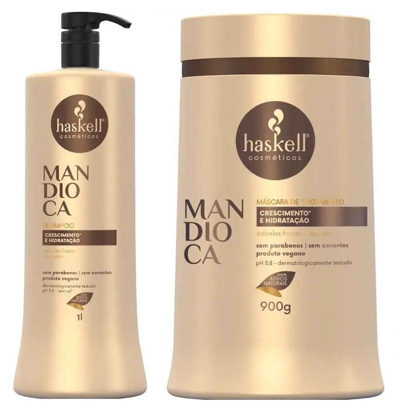 Kit Haskell Mandioca Shampoo 1 Litro + 1 Mascara 900ML