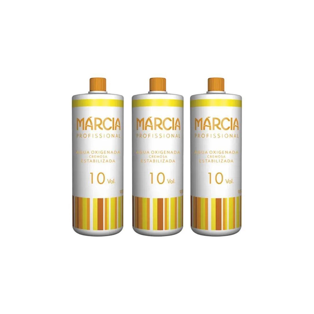 Água Oxigenada Marcia 900ml 10 Volumes Cremosa - Kit C/ 3un
