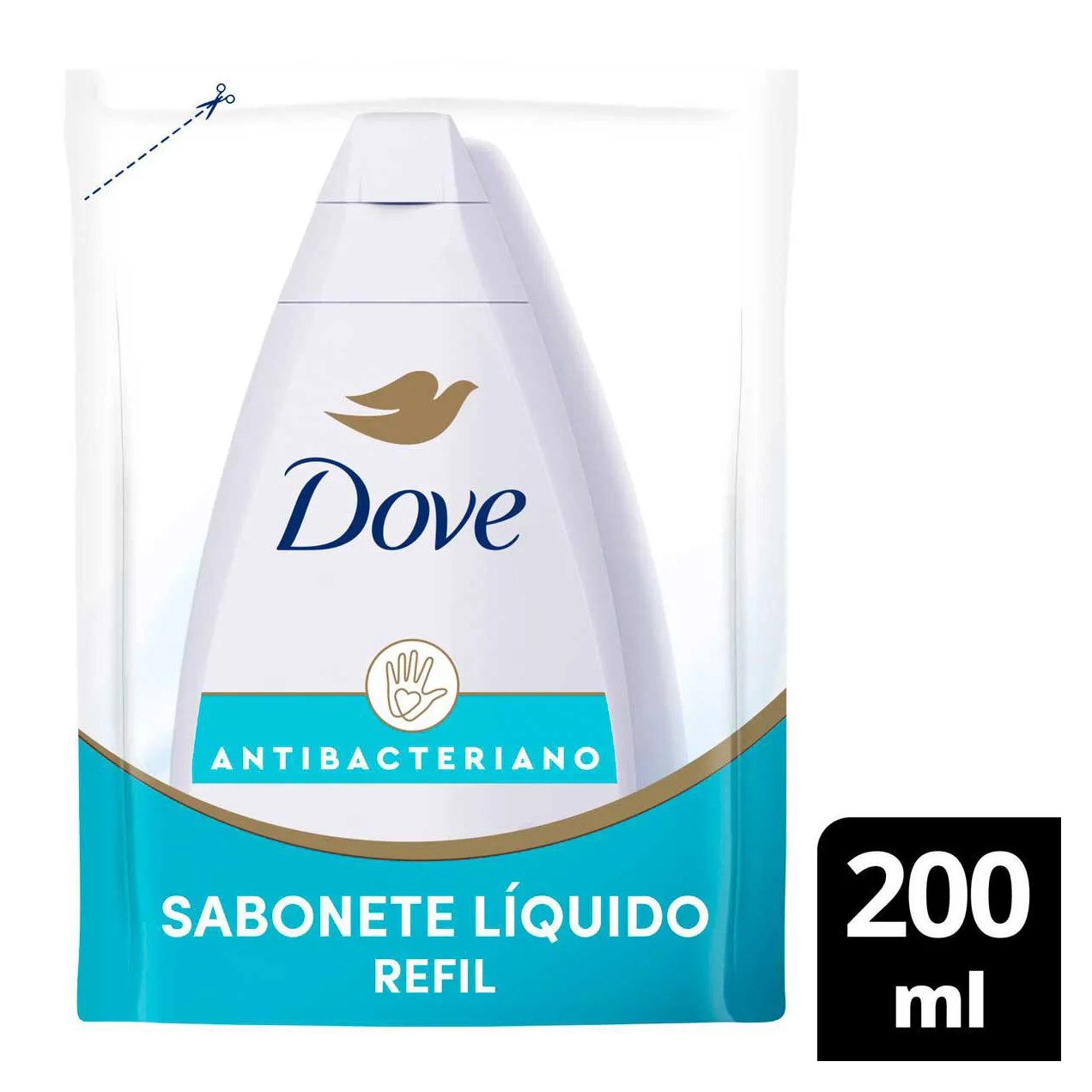 Refil Sabonete Líquido Corporal Dove Cuida e Protege Antibacteriano com 200ml