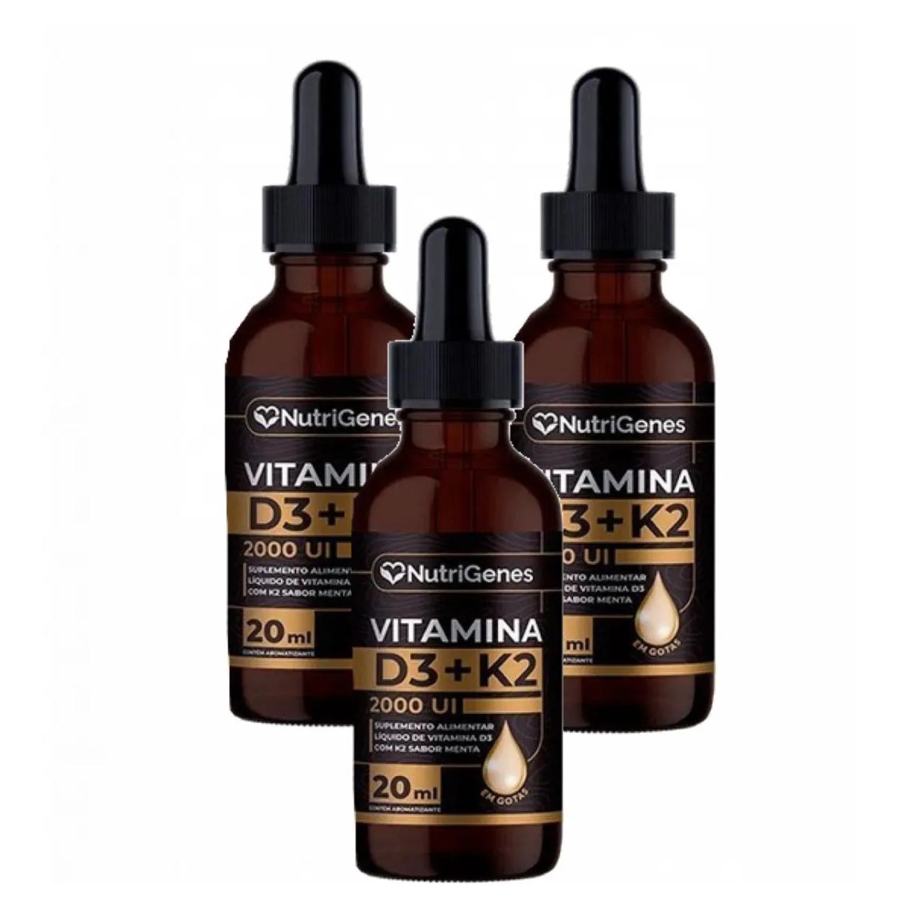 3x Vitamina D3 2000 Ui+ K2 Mk7 30mcg - Gotas - Nutrigenes