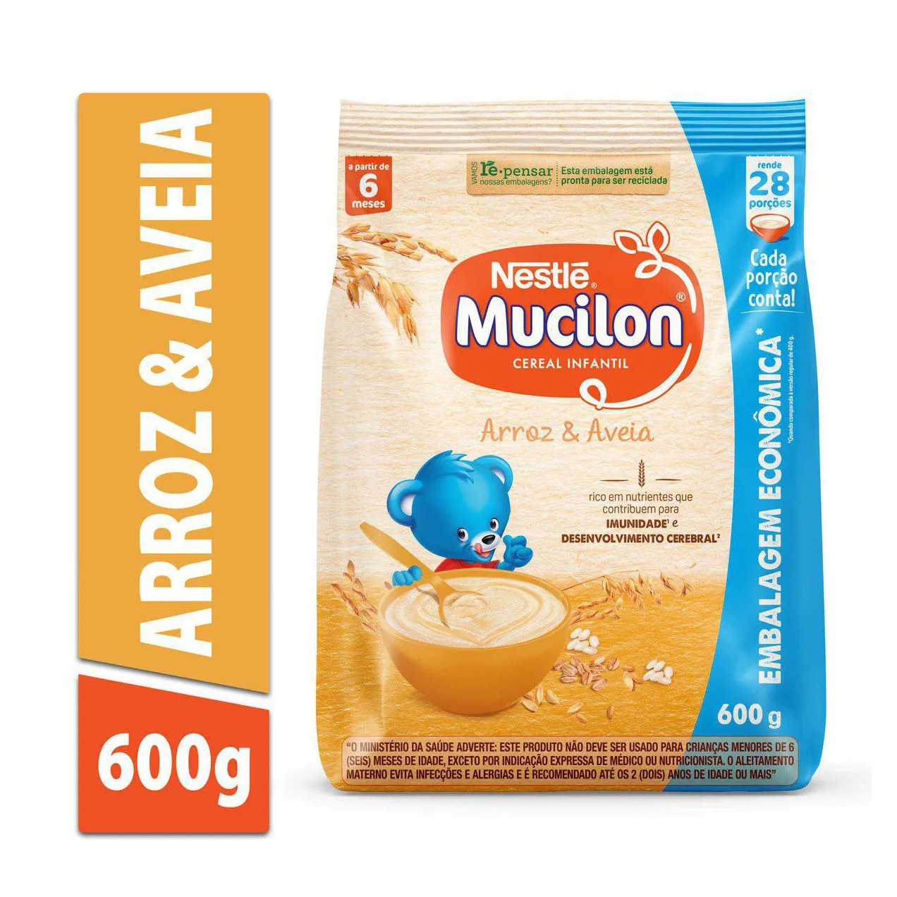 Cereal Infantil Nestlé Mucilon Arroz e Aveia Integral 600g