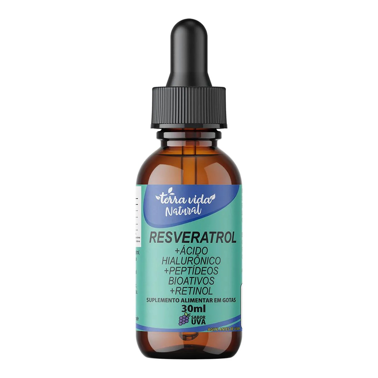 Resveratrol +Ácido Hialurônico +Colágeno +Vitamina A(Retinol) de 30ML Sabor UVA