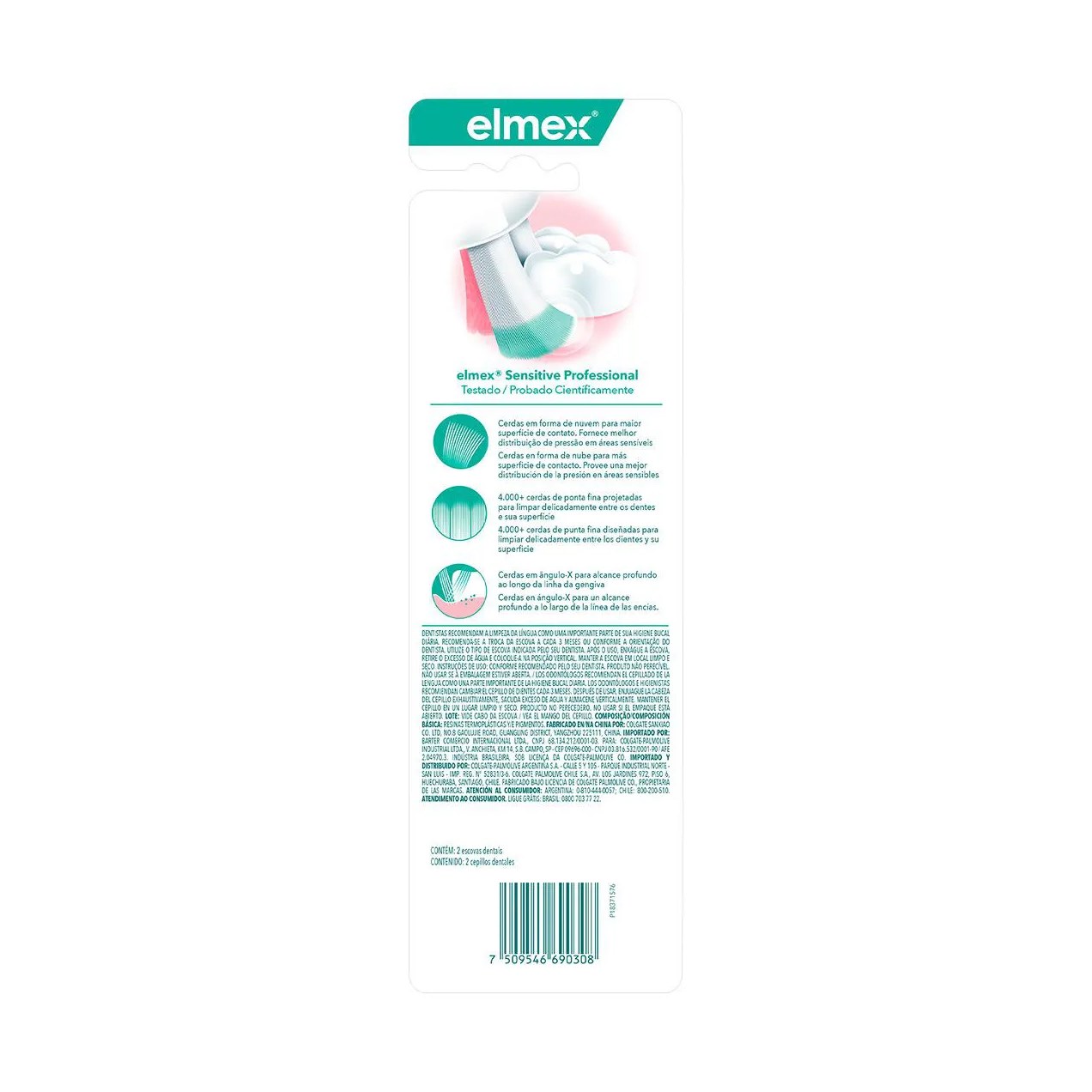 Kit Escova de Dente Elmex Sensitive Professional Ultra Macia Suave 2 unidades
