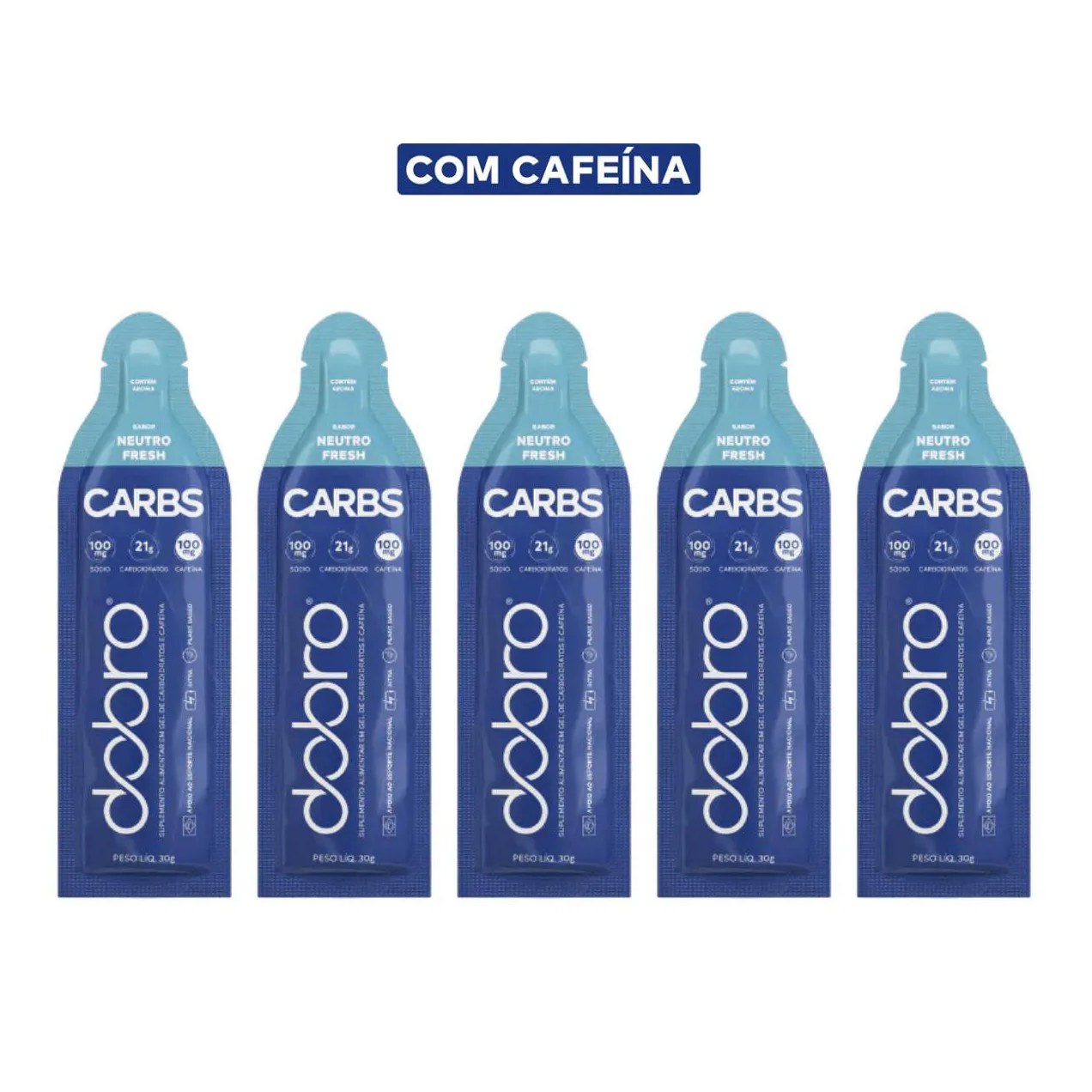 Carbs Gel 5 Sachês 30g Neutro Fresh Com Cafeína Dobro Neutro C Cafeína