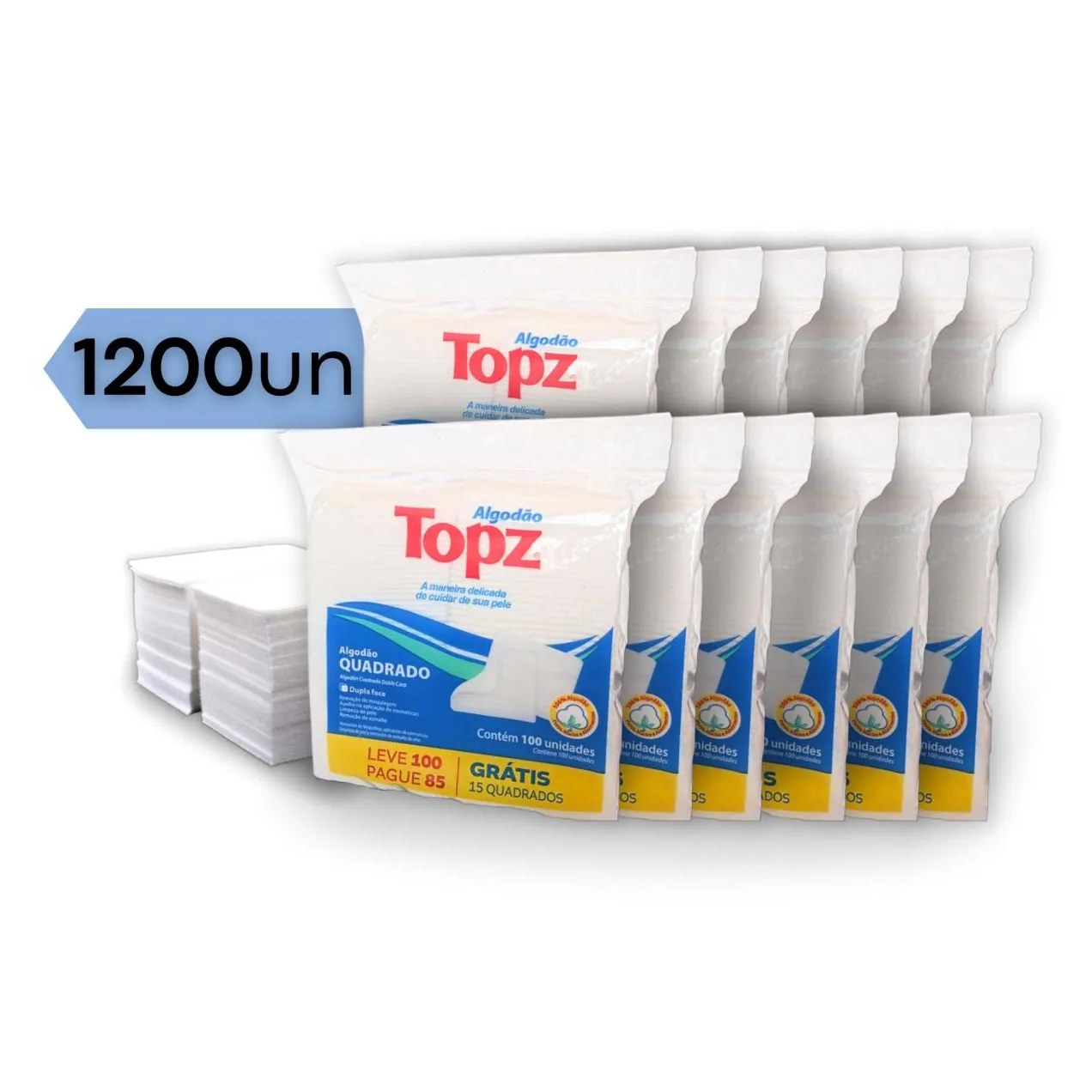 Algodão prensado quadrado TOPZ 1200 unidades
