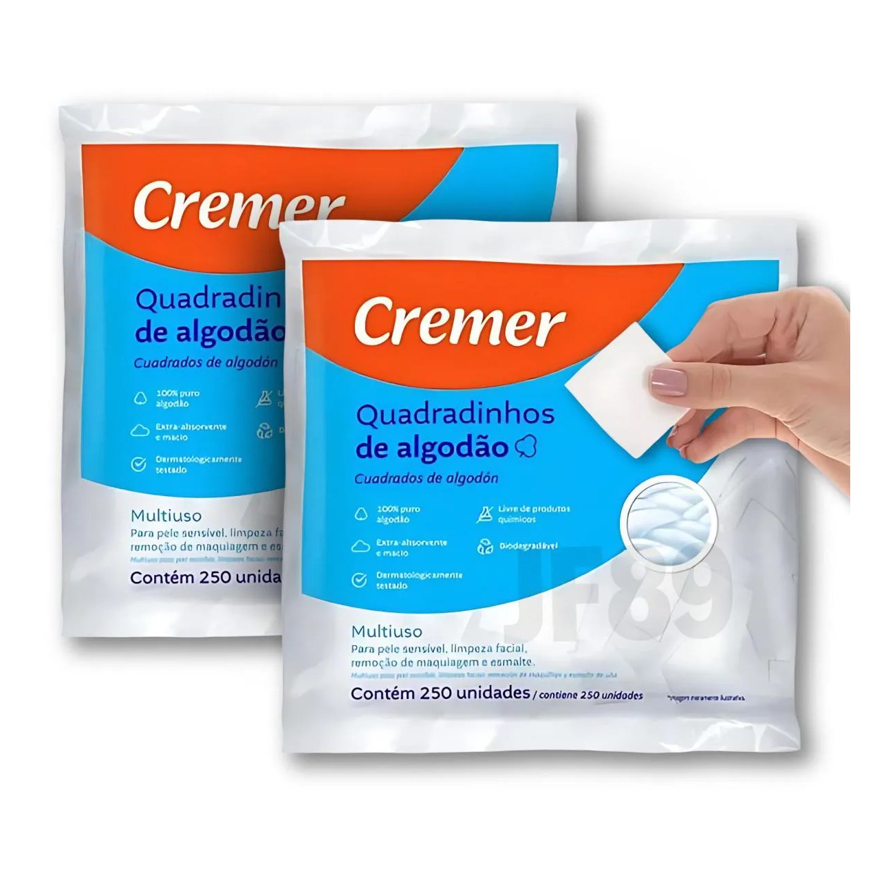 Algodão Prensado Quadrado Cremer Sem Perfume 500 Unidades