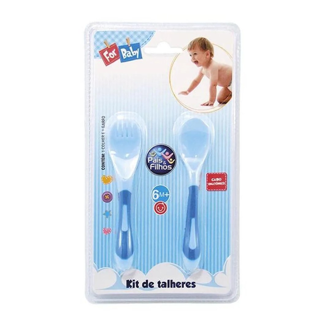 Kit Talheres de Plastico Azul Pais E Filhos