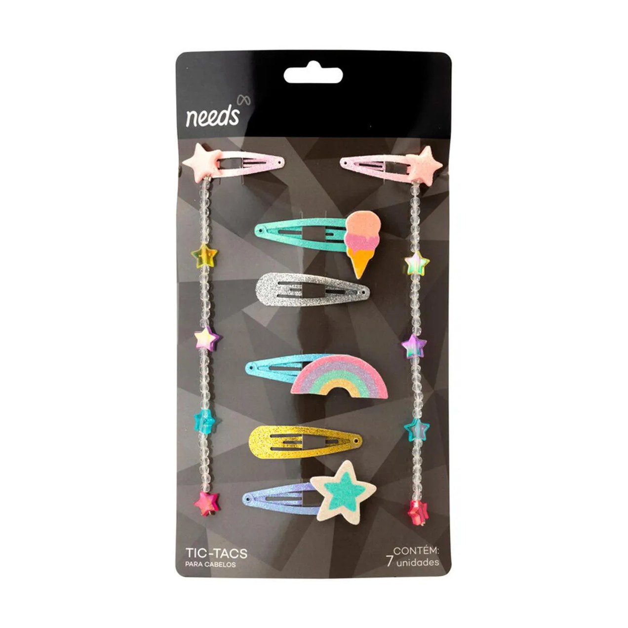 Presilha de Cabelo Infantil Needs 5 Tic-Tacs + 2 Mechas de Miçangas
