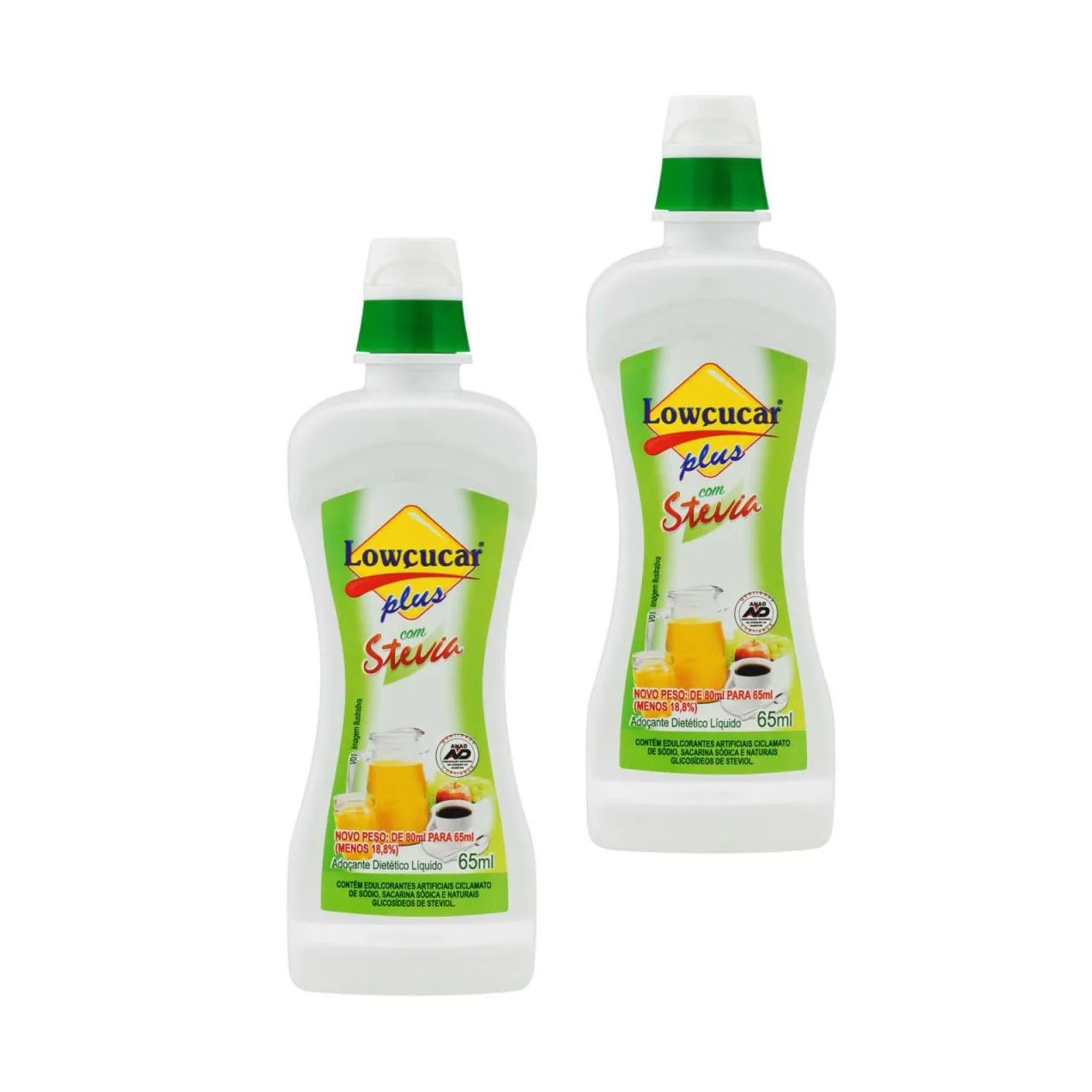 Adoçante Lowçucar Plus Stevia Líquido 65 Ml - Kit 2 unidades
