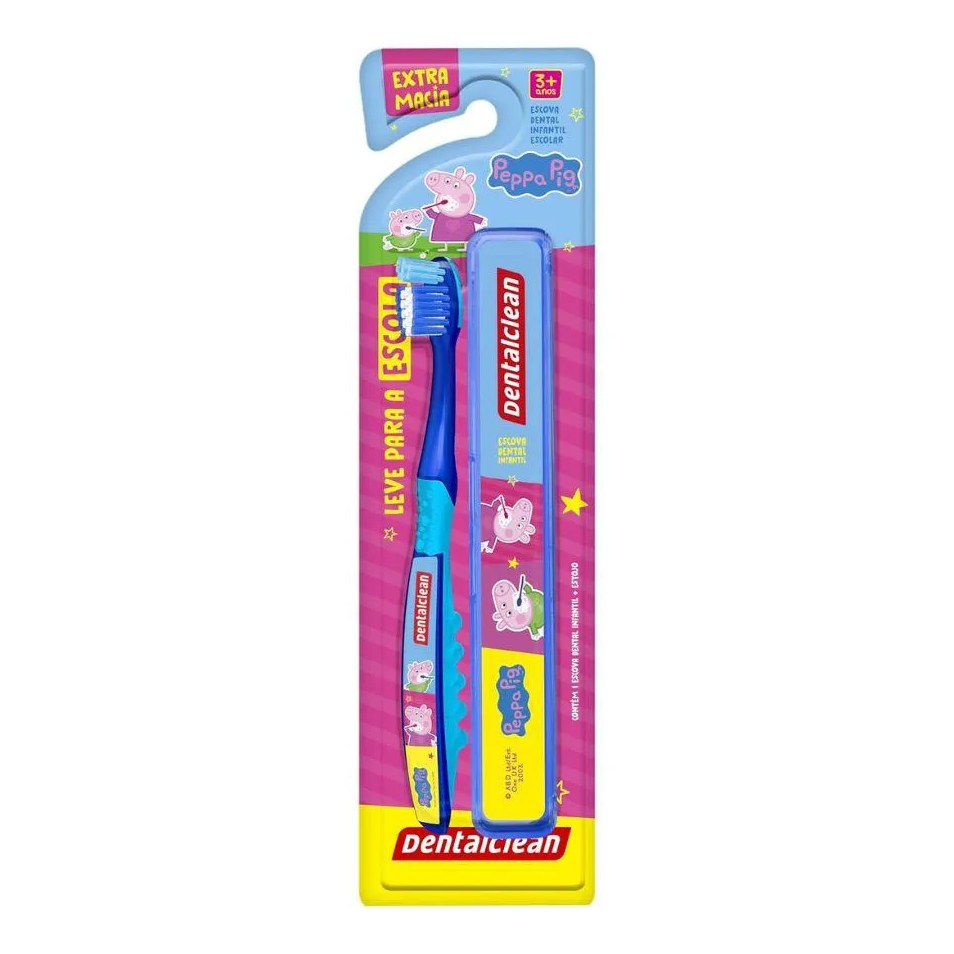Escova Dental Infantil Peppa Escolar Azul - Dentalclean