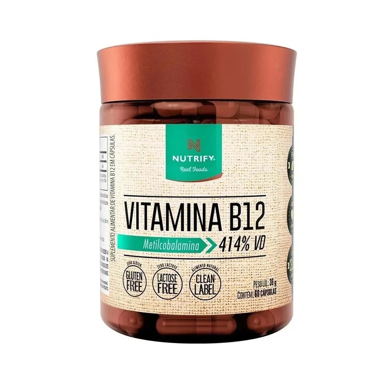 Vitamina B12 60 cápsulas - sem Sabor - Nutrify 60 cápsulas