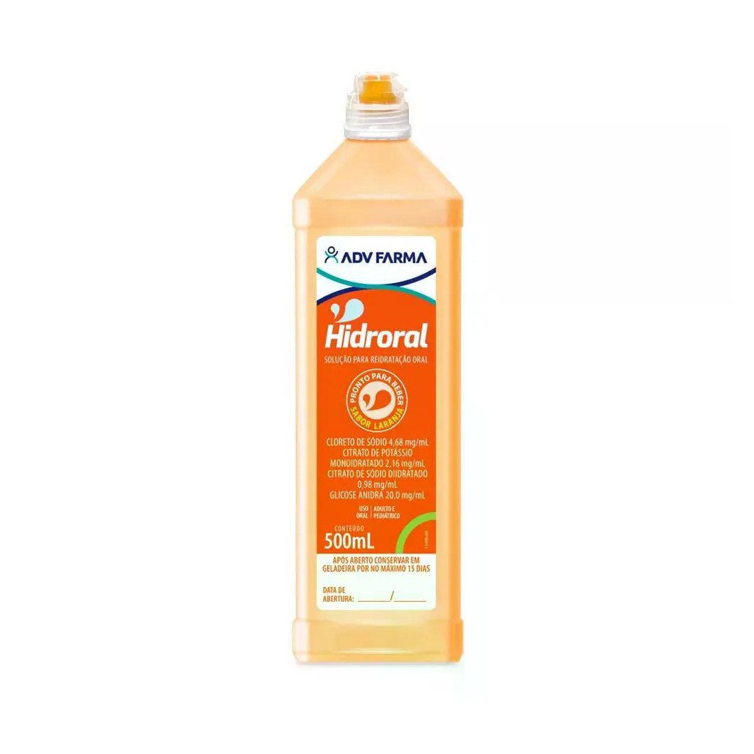 Soro para Reidratacao Oral Hidroral 500ml Laranja