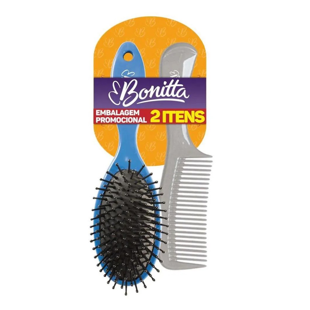 Kit Economico Escova e Pente Medio Bonitta Ref.558