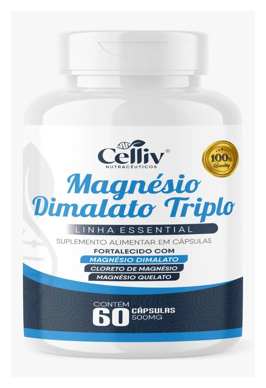 MAGNéSIO TRIPLO 60 CáPSULAS DIMALATO QUELATO CLORETO + K2 D3