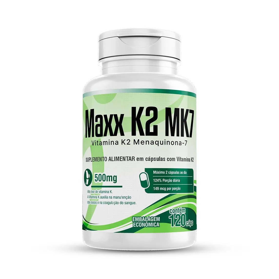 Vitamina K2 Mk-7 Menaquinona 120 Cápsulas Maxx K2 Mk 7 2/dia