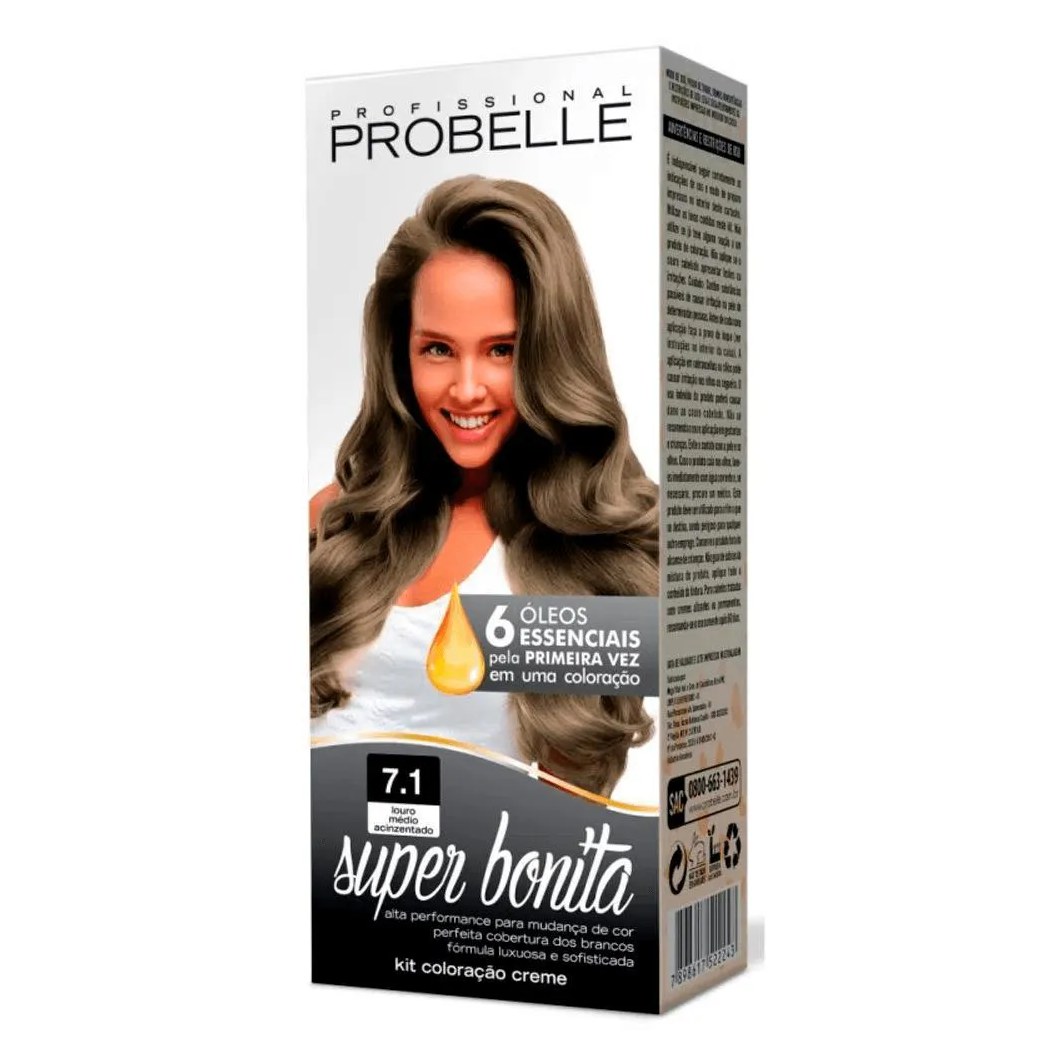 Tintura Probelle Super Bonita 7.1 Louro Medio Acinzentado