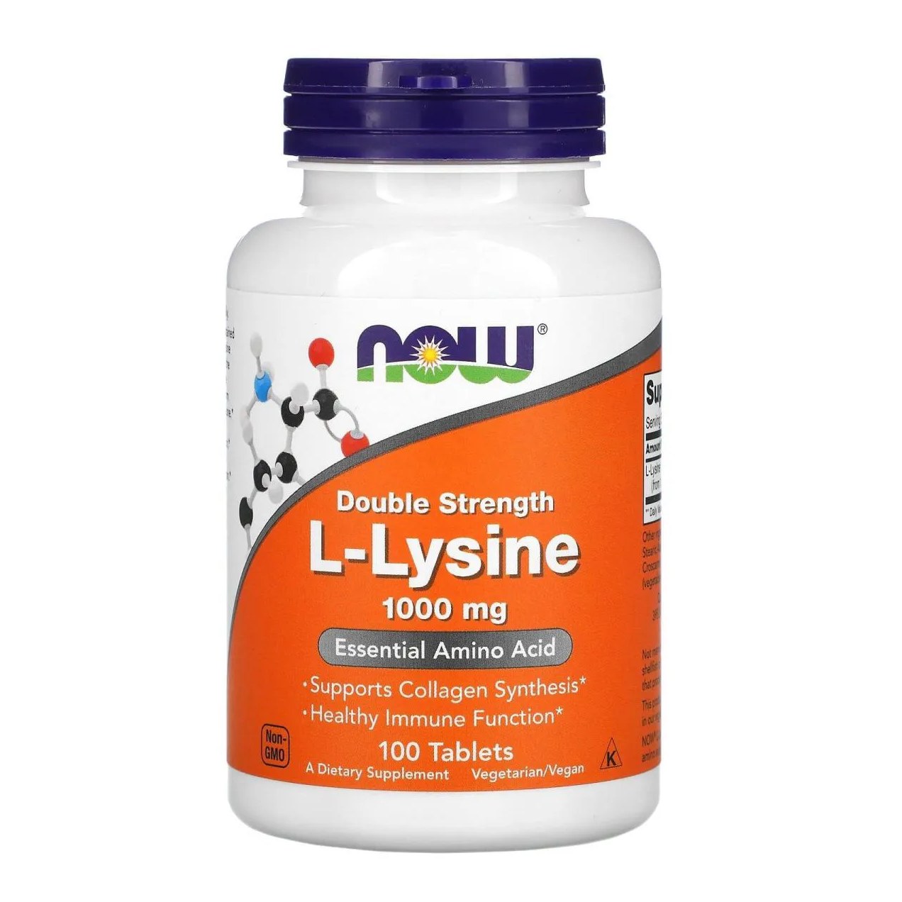 Lisina ( L-lysine ) Double Strength 1000mg 100 Tabletes - Now Foods