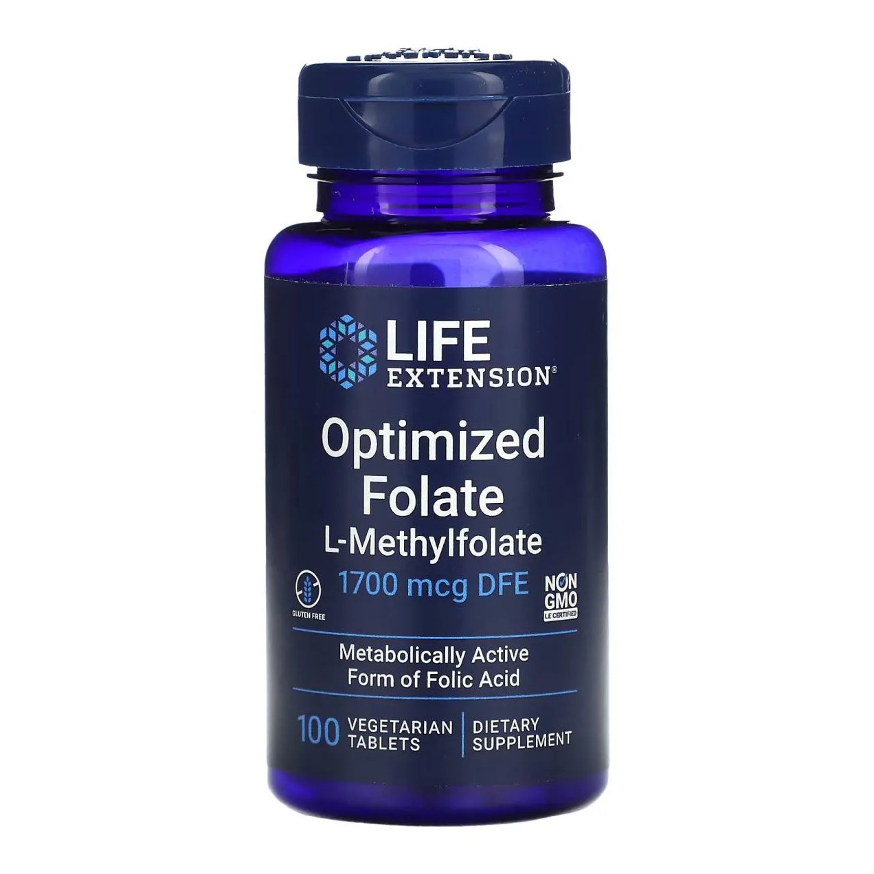 Metilfolato 1700mcg 100 Tabletes Veganos - Life Extension
