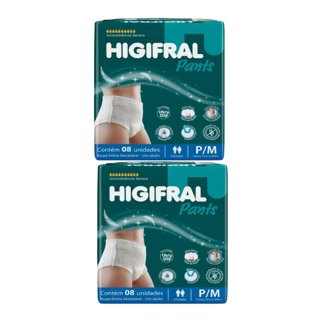 Kit C2 Roupa Íntima Unissex P/m Adulto Pants - Higifral
