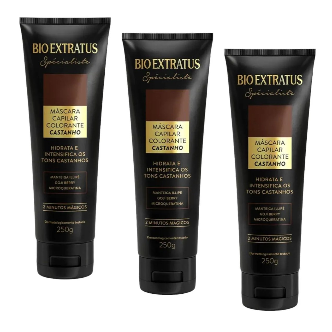 Kit 3 Mascara Colorante Castanha Reaviva A Cor e Trata 250 Gr