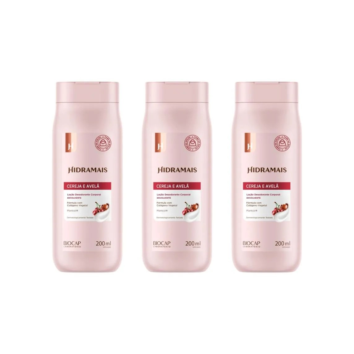 HIDRATANTE CORPORAL HIDRAMAIS 200ML CEREJA E AVELA - KIT C/3UN
