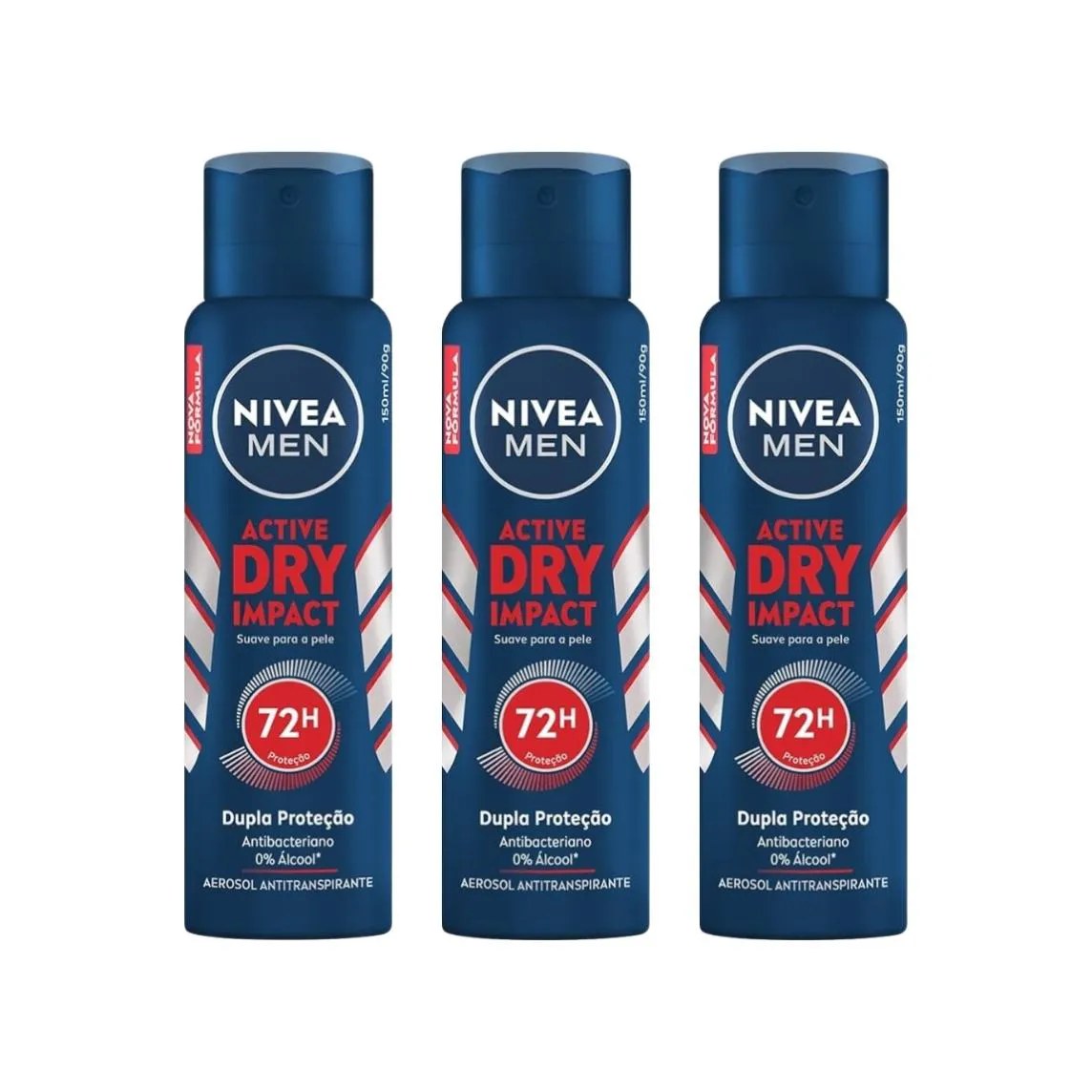 Desodorante Aero Nivea 200ml Men Dry Impact - Kit C / 3un